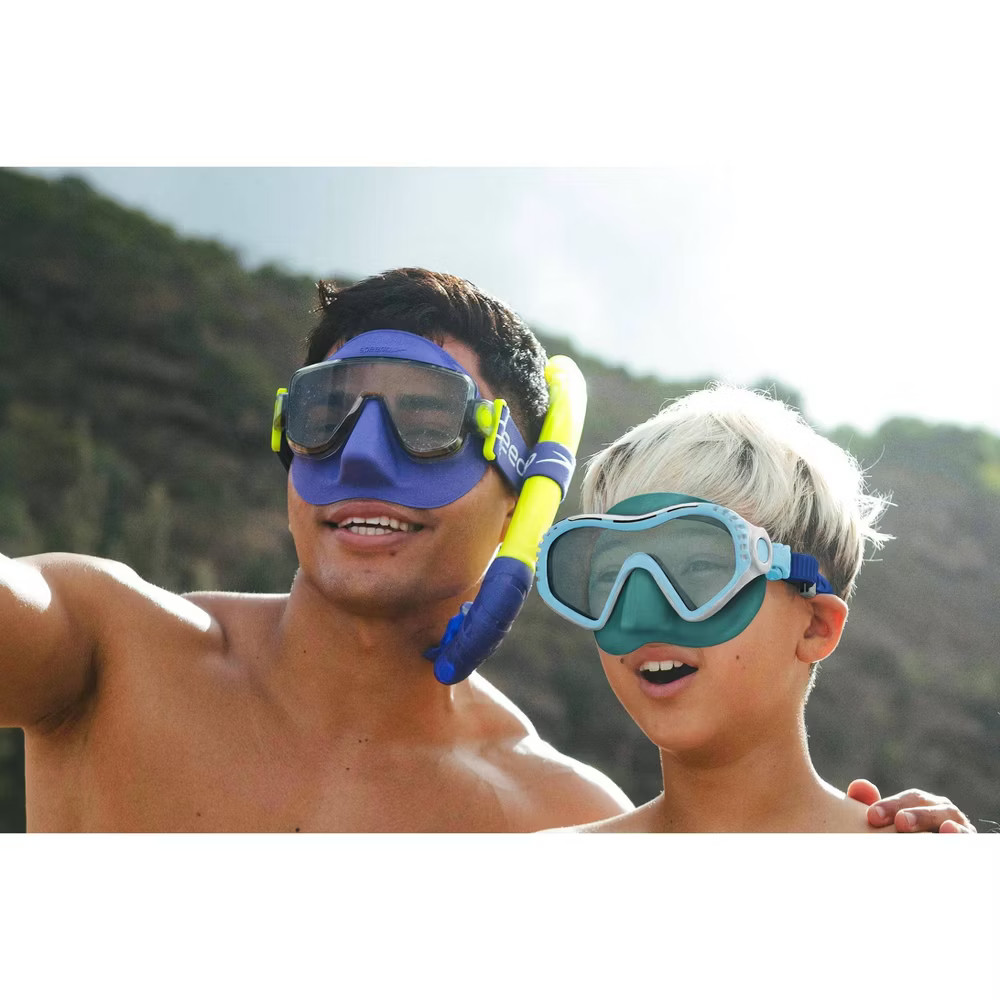 Speedo Adult Travel Mask and Snorkel Set – Navy/Yellow: Polycarbonate & Silicone