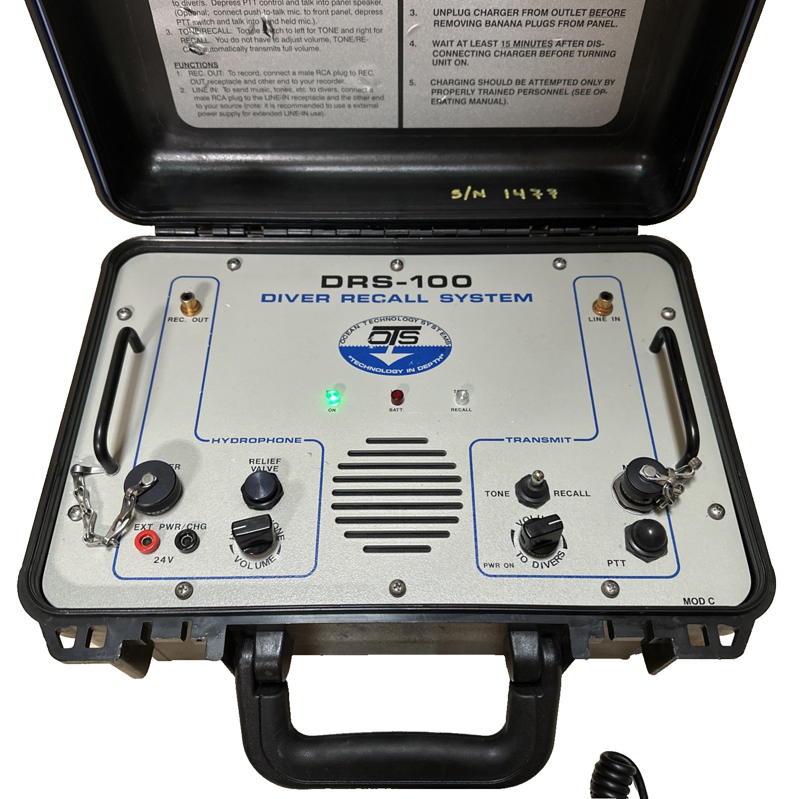 OTS DRS-100 Diver Communication Intercom Recall System w Charger Ships Free