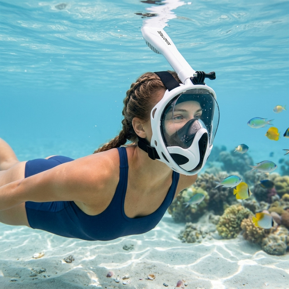 Underwater Diving Anti-Fog Full-Face Snorkeling Mask, Snorkel Breathing Mask New