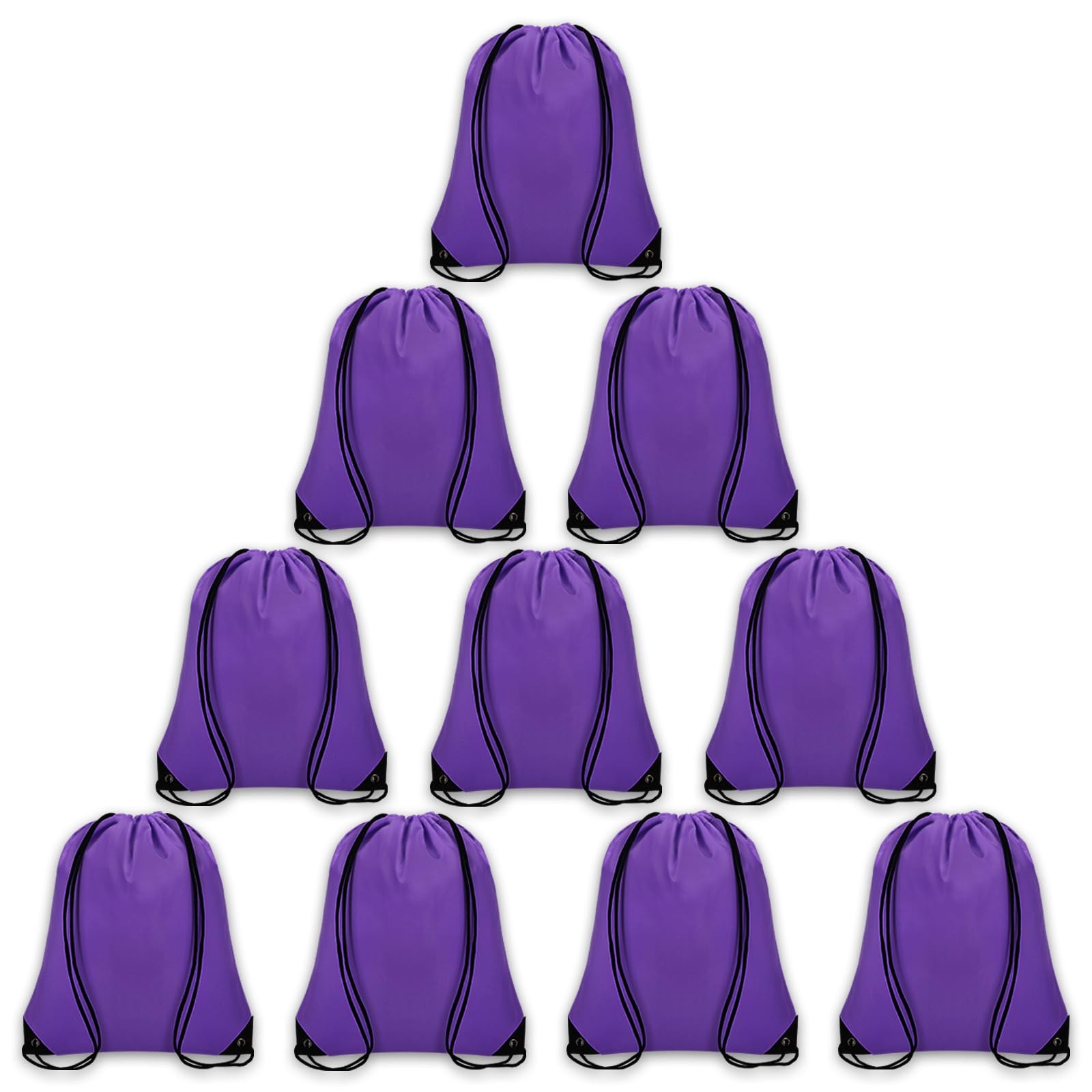 Grneric 10Pcs Drawstring Backpack Bulk Cinch Bag, Medium, Purple