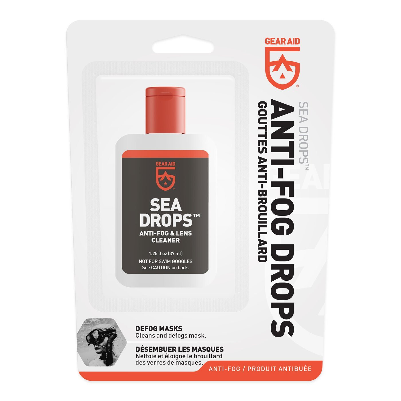 GEAR AID Sea Drops Anti-fog and Cleaner for Dive and Snorkel Masks, 1.25 fl oz