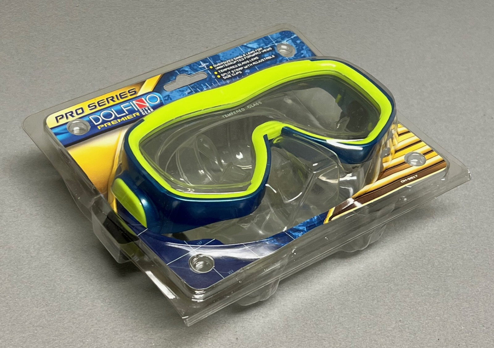 DOLFINO Premier PRO SERIES Oversized Lens Dive Mask TEMPERED GLASS Aqua CM-5517