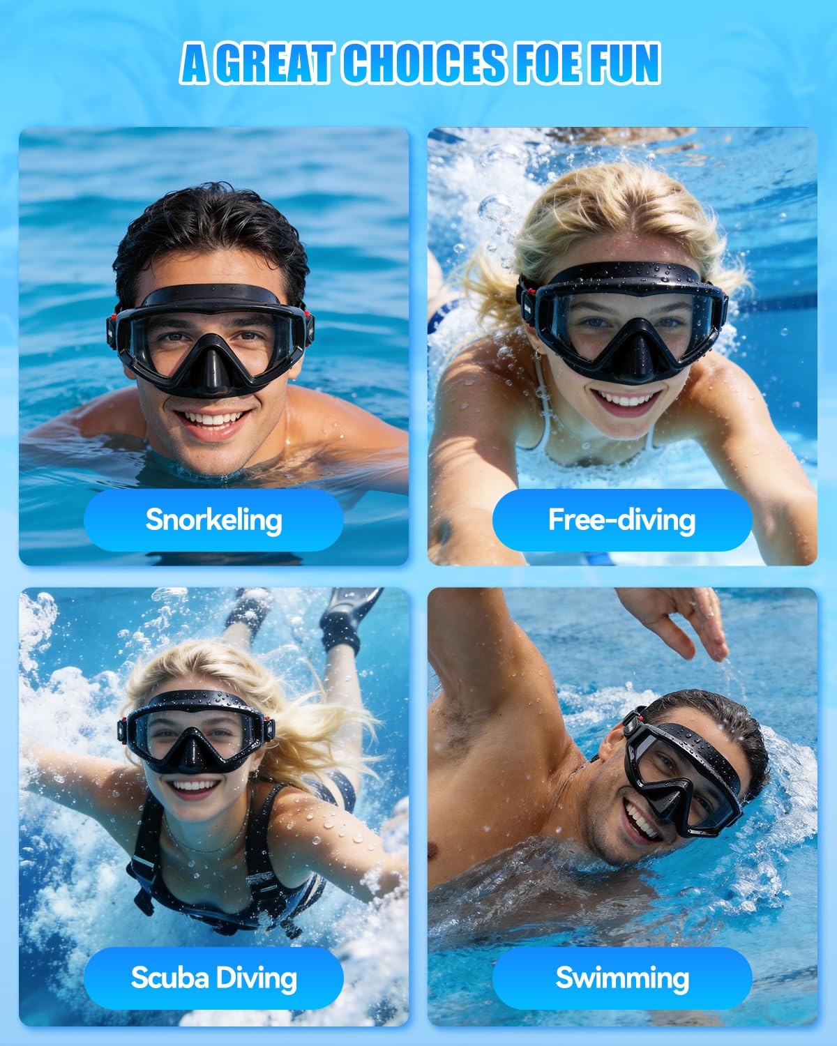 Aegend Snorkeling Diving Mask for Adult Youth Kids Snorkel Gear 180° Panoram…