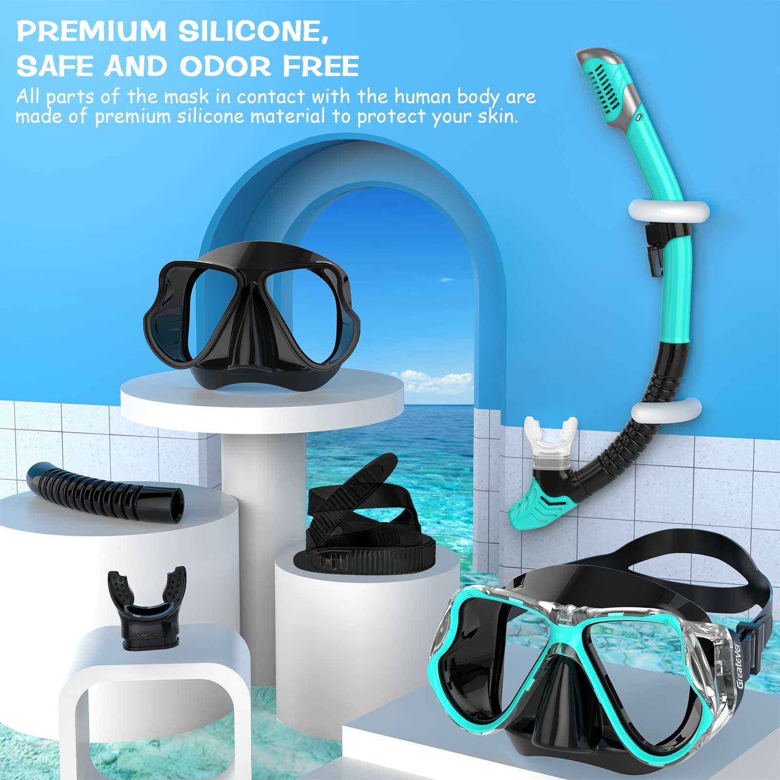 Set De Esnorkel Con Mascara Panoramica Antifog Para Adultos Estilo De Lujo