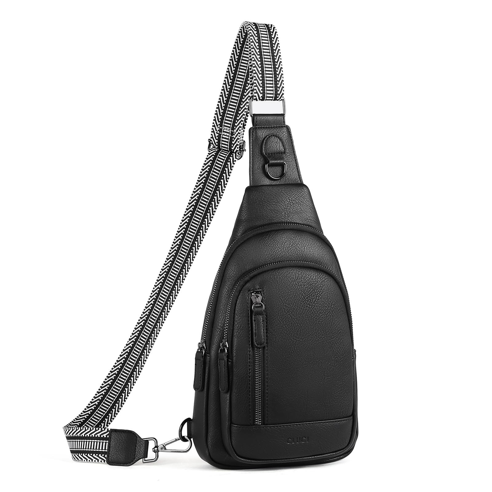 CLUCI Crossbody Bags for Women Men,Leather Sling Bag One Size, 0-2 Black
