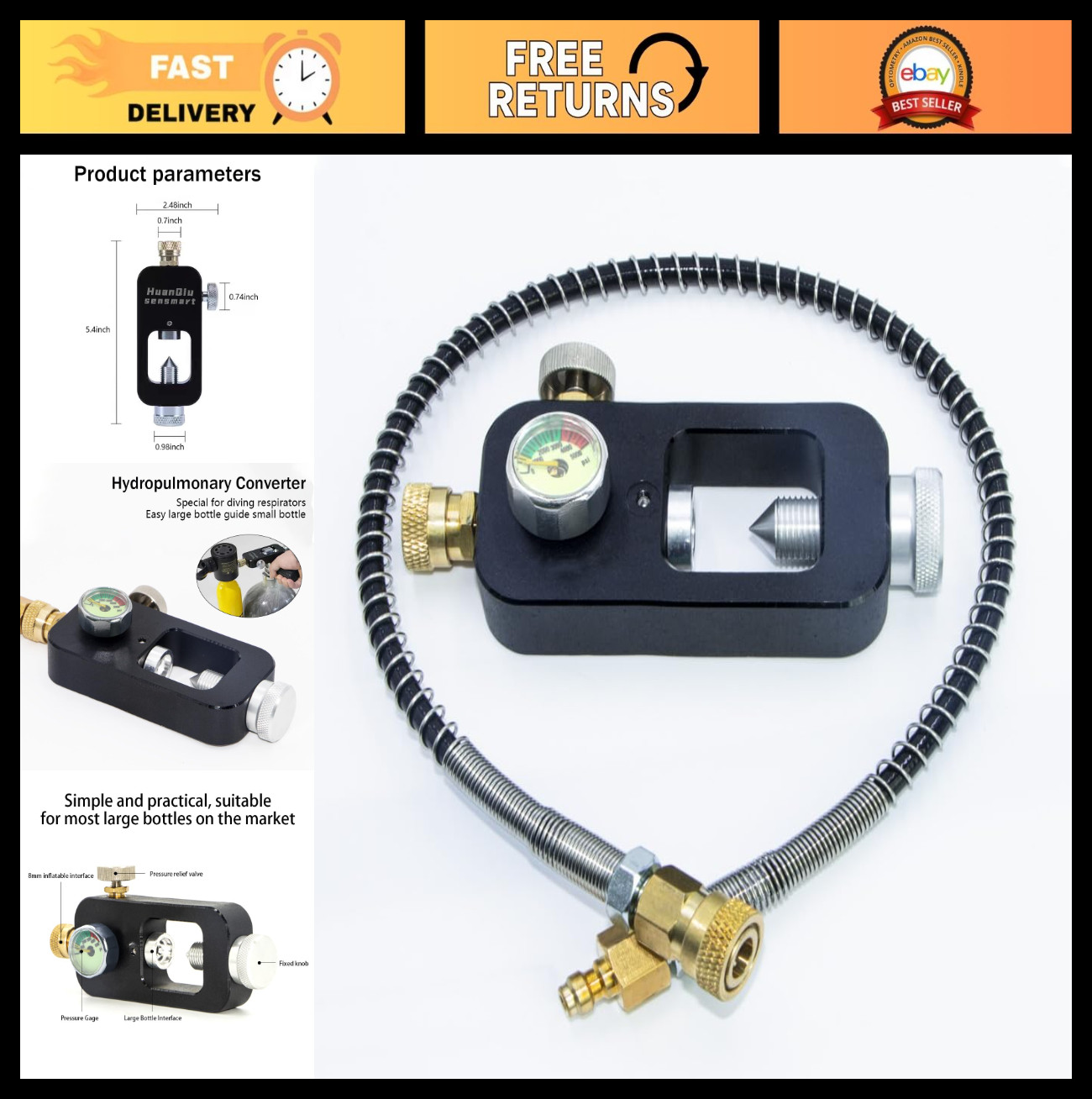 High-Pressure Scuba Tank Fill Adapter 4500 PSI PCP Paintball Air Hose Refill