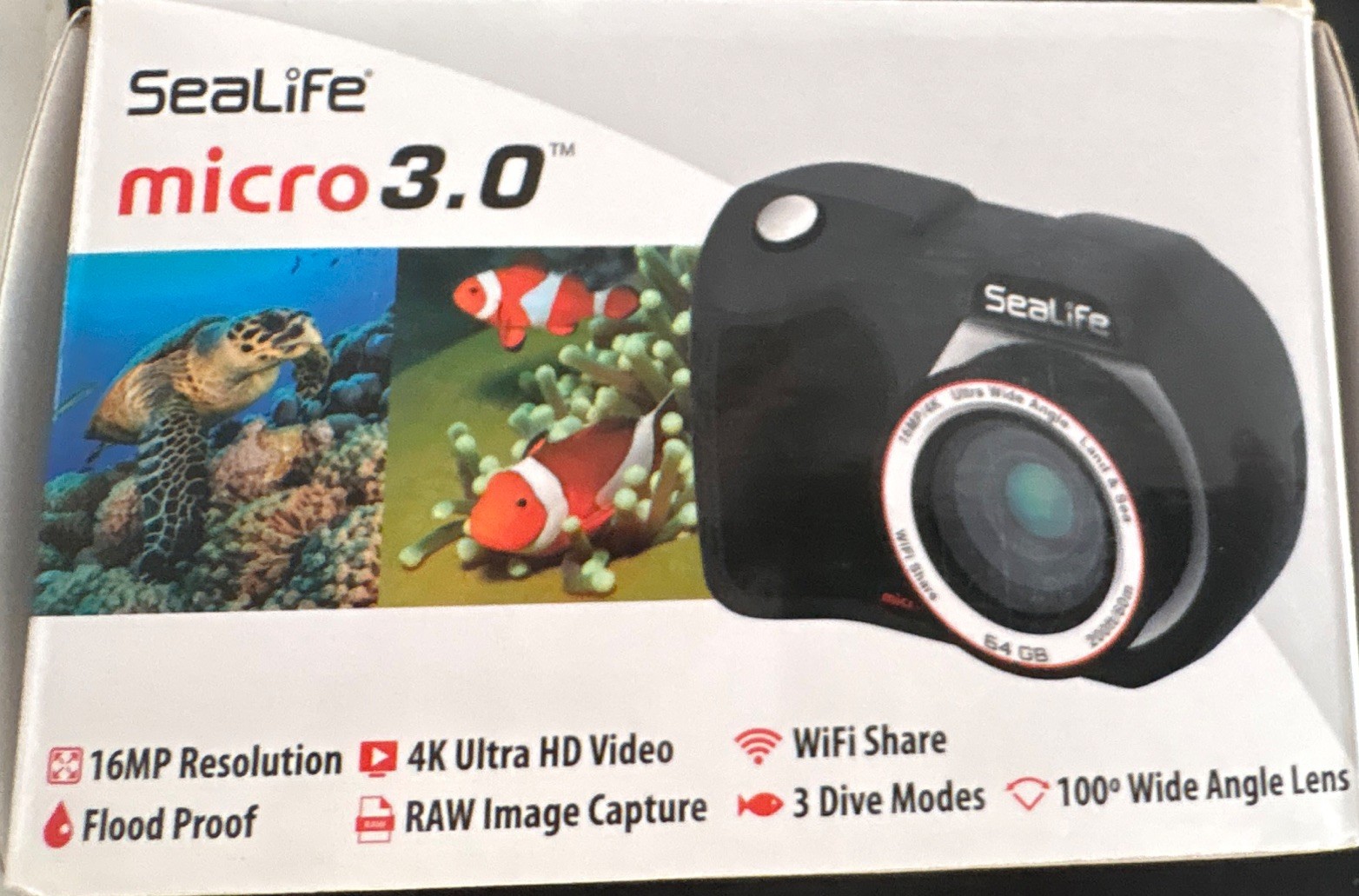 SeaLife Micro 3.0 Underwater Camera SL550 16MP 4K Ultra HD WiFi 100°