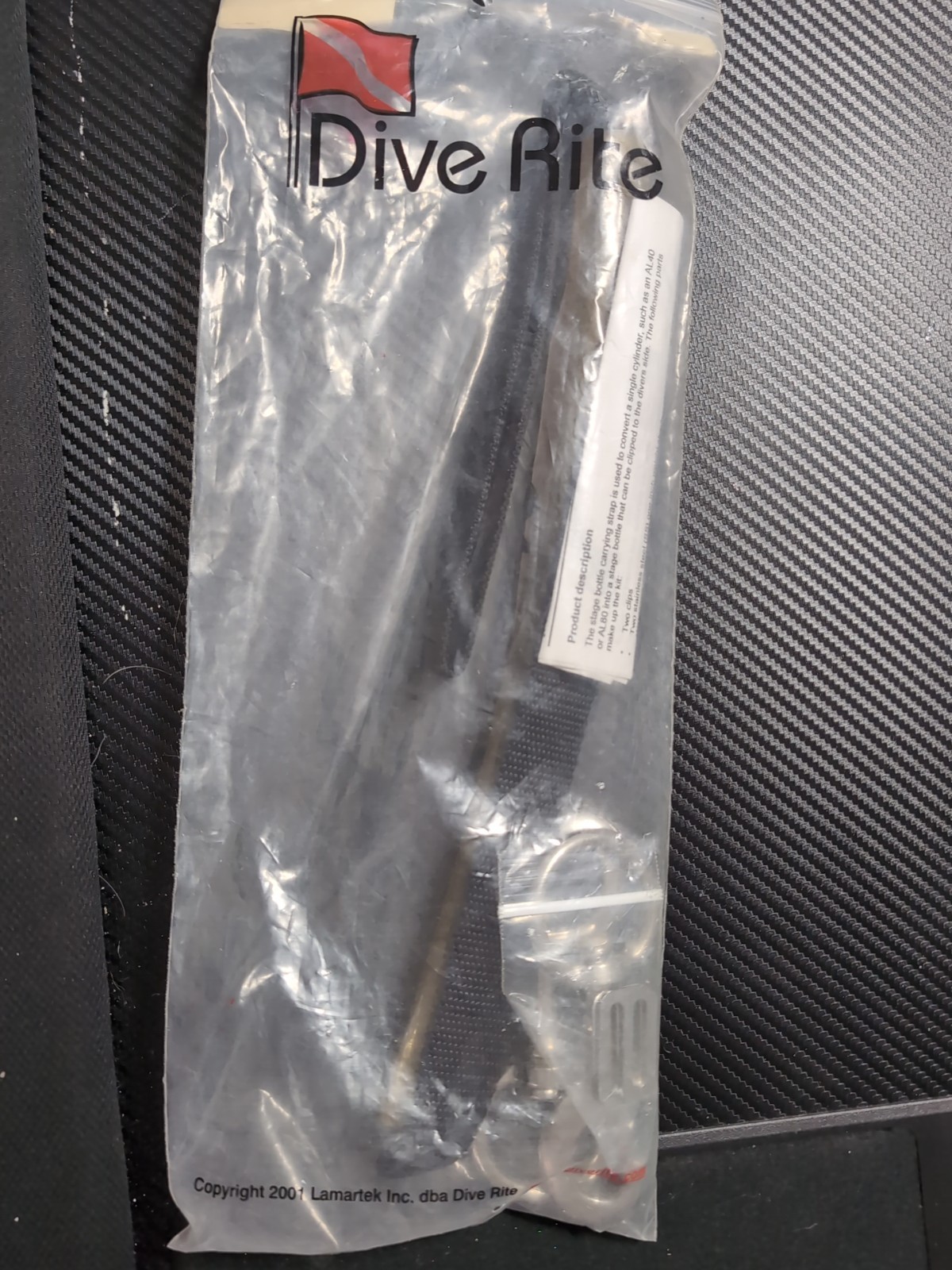 Dive Rite Stage Strap Kit AL40 15″ Tube 1″ Web AC3008-15 + S/S Clips GM2053-40