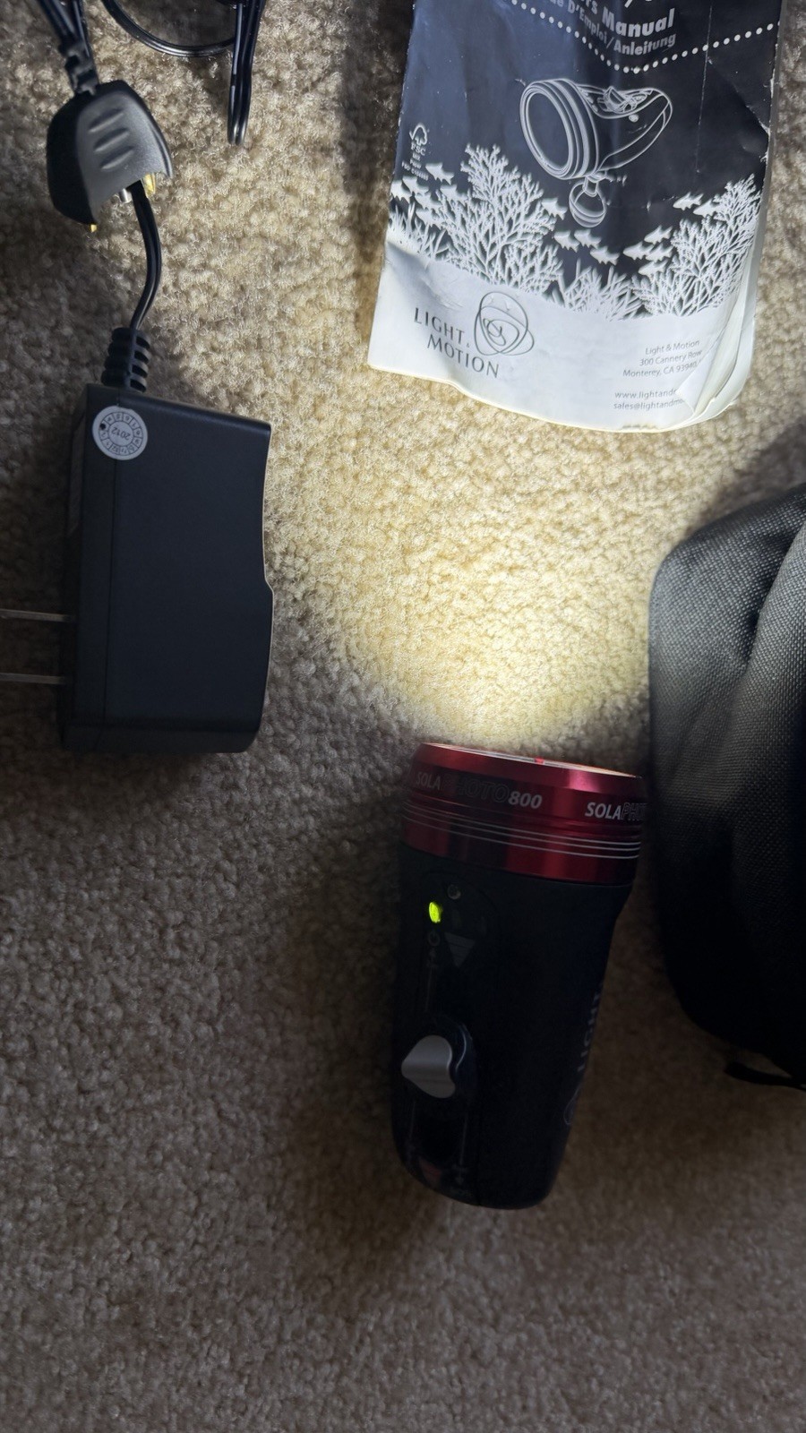 Light & Motion Sola Photo 800 Scuba Dive Light Kit w/ Case, Charger & Manual