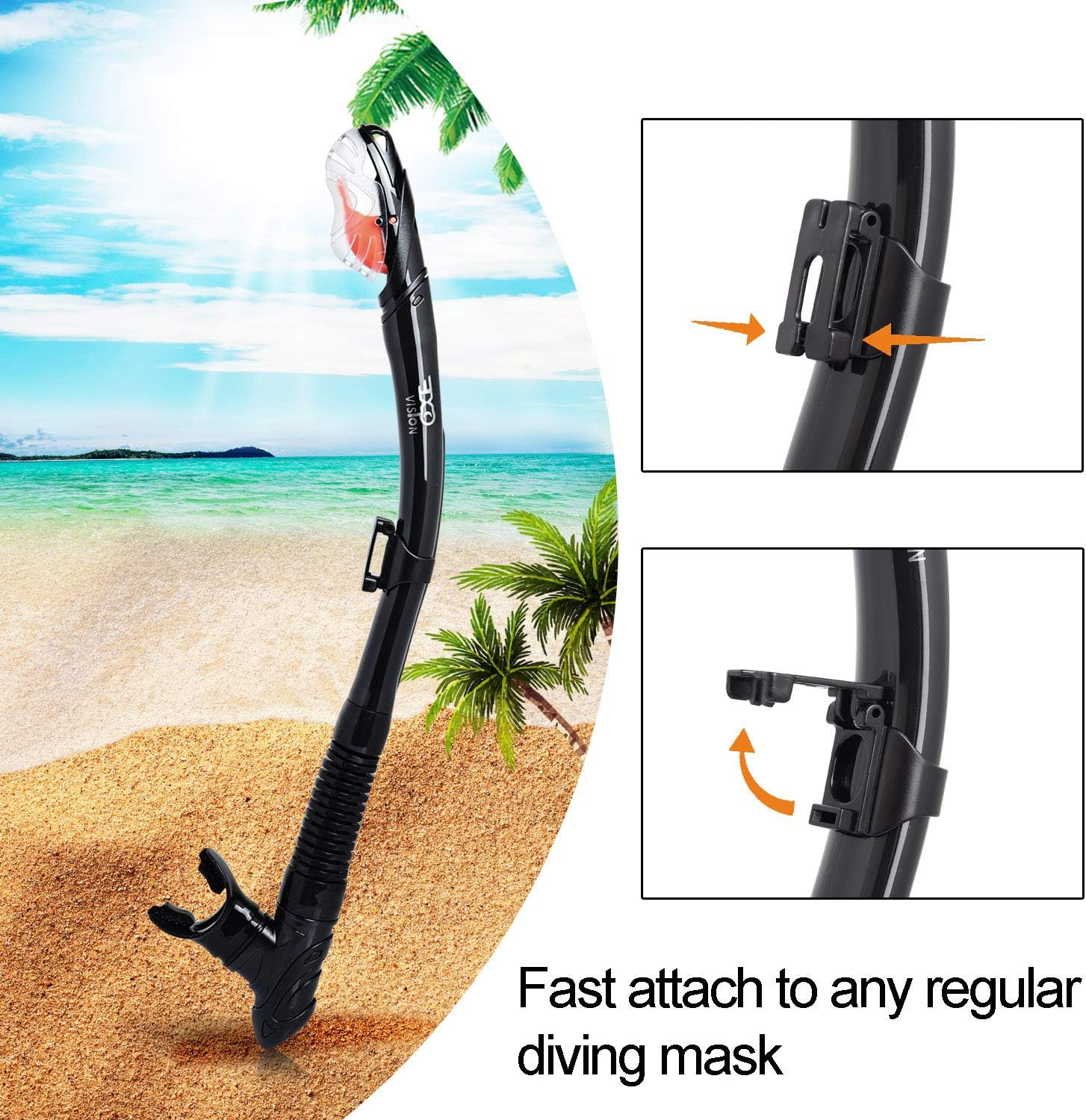 Snorkel Set Pano 3 Window Adult Snorkeling Gear, Professional Snorkel Goggles An