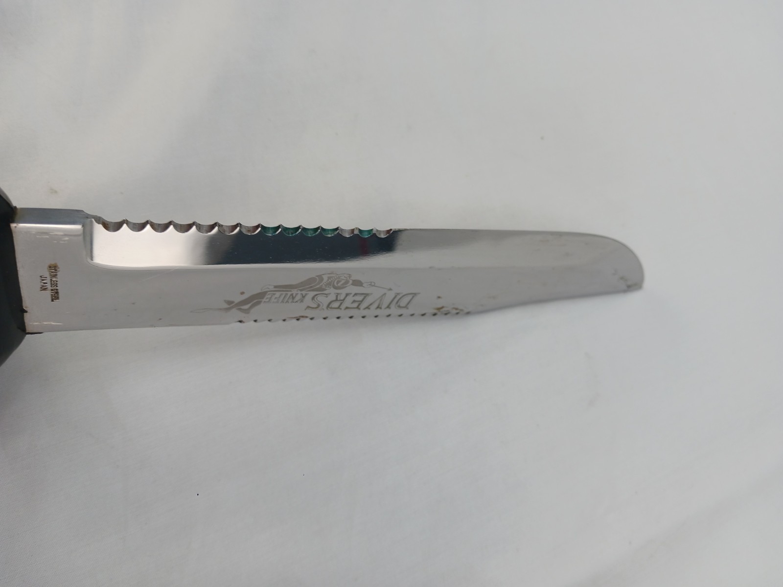 Vintage Eternal Dive Knife /w Sheath Serrated Blade, Made in Japan, Black Handle
