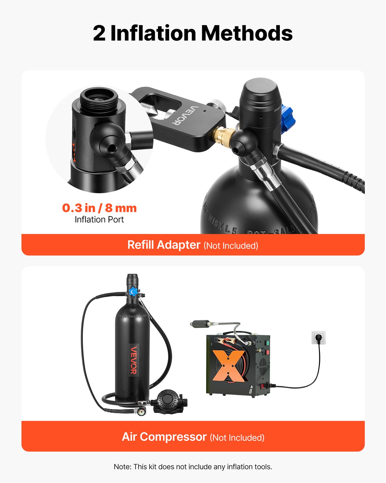 VEVOR Mini Scuba Tank 1.9L Portable Diving Lung Tank with Backpack Case 30-35min