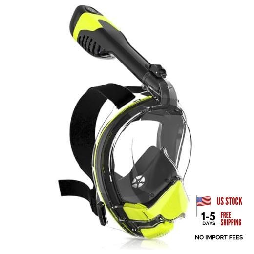 Electric Full Face Snorkel Mask for Adults, Fan-Assisted X-Large Green
