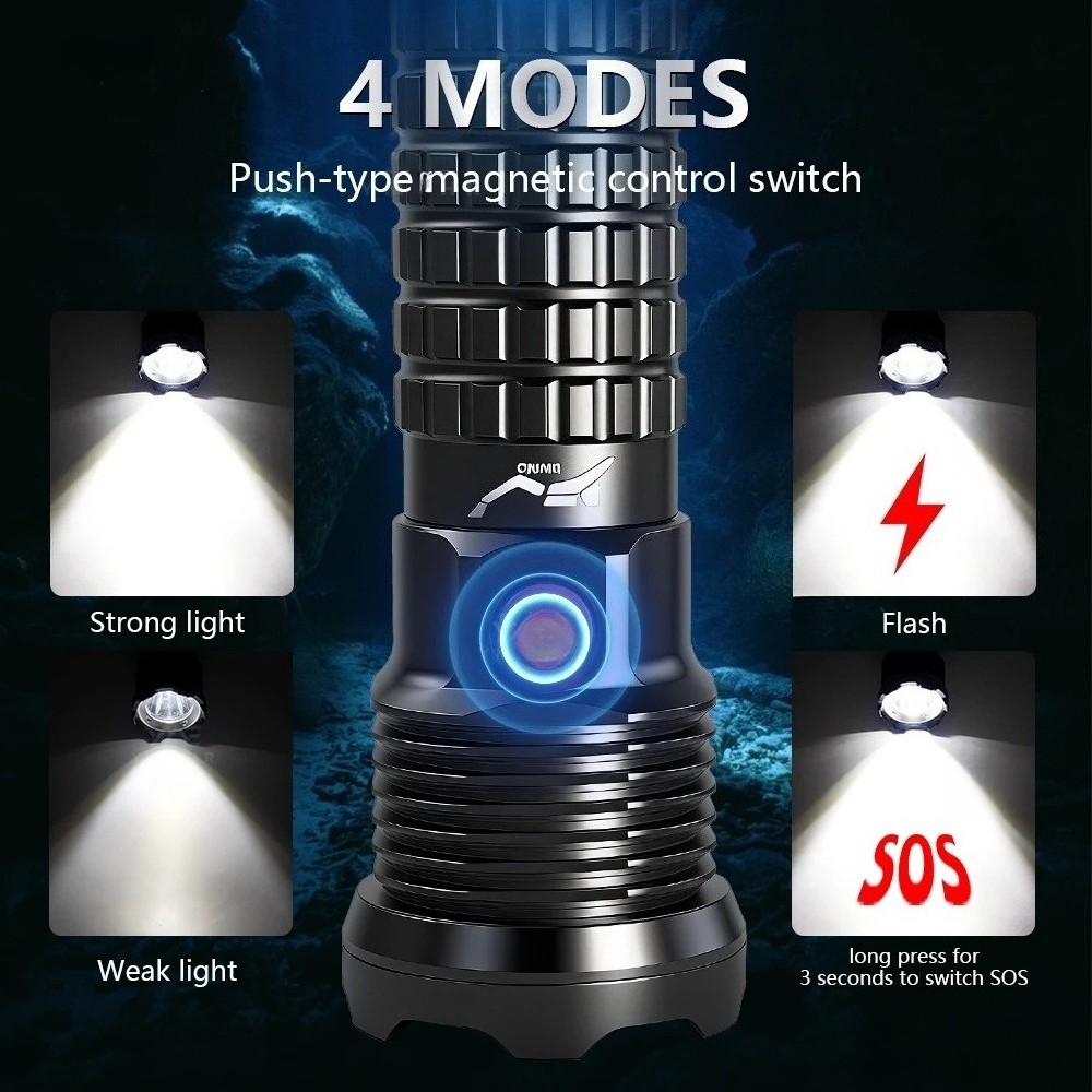 3000LM Dive Torch P70 Diving Flashligh Battery Underwater Diving Fishing Lamp