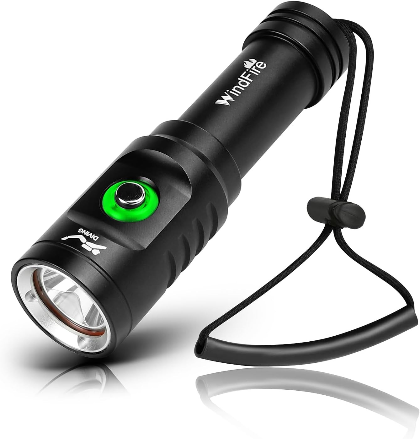 WINDFIRE Dive Light Scuba Diving Flashlight, Super Black-TS08, Black-TS08
