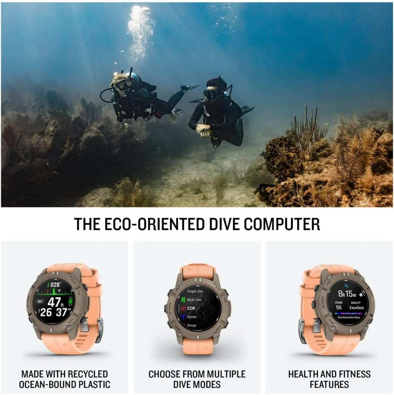 Garmin Descent G2 Watch Style Dive Computer with Bright AMOLED Display, Black