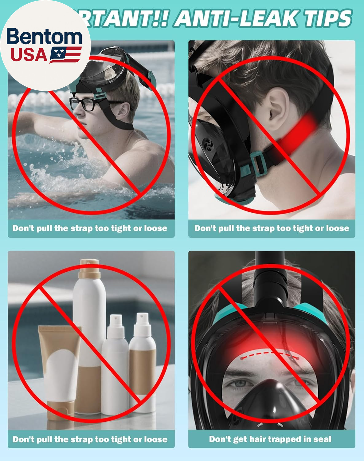 Mask Fins Snorkeling Gear for Adults, Full Face Snorkel Mask & Adjustable Swim F