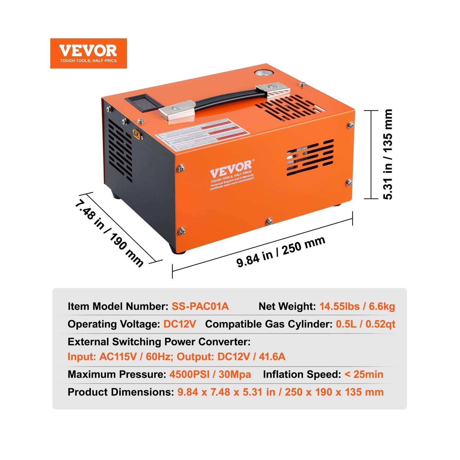 VEVOR PCP Air Compressor 12V DC, PCP Compressor 4500 Psi, Paintball… Fast Ship