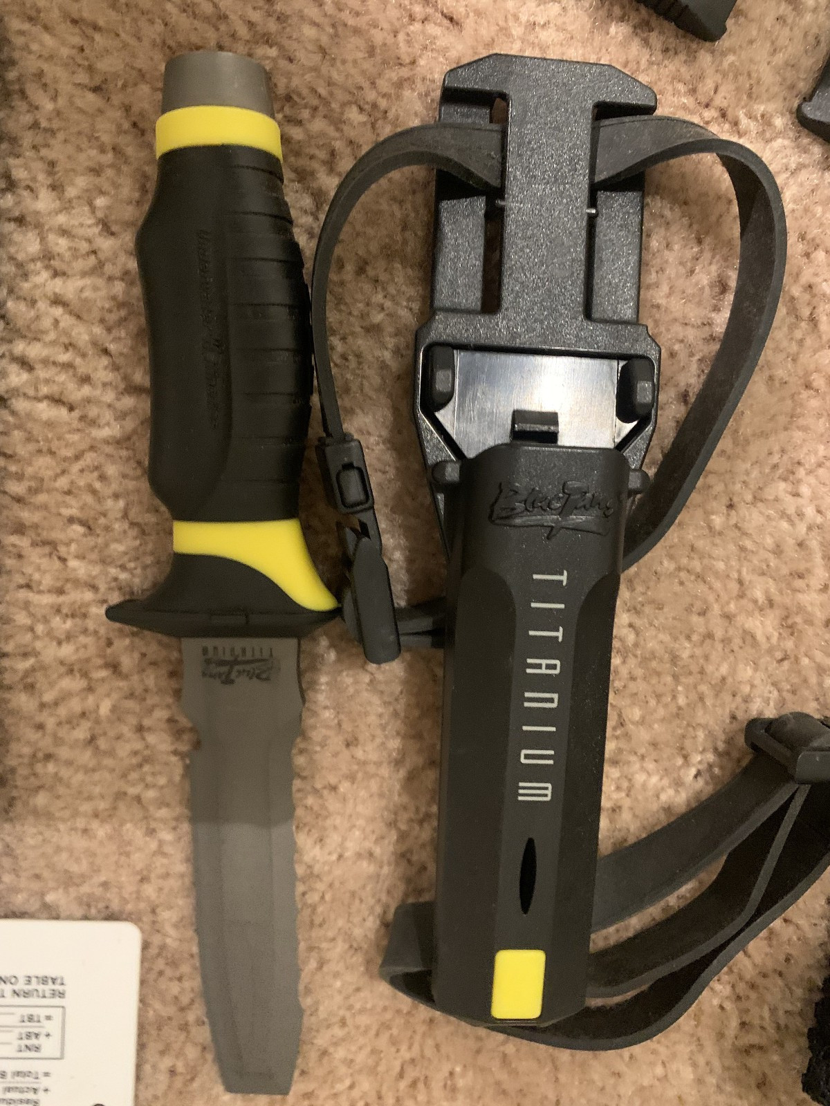Blue Tang Titanium Dive and Rescue Knife & Holster for Diving, Scuba, Fishing