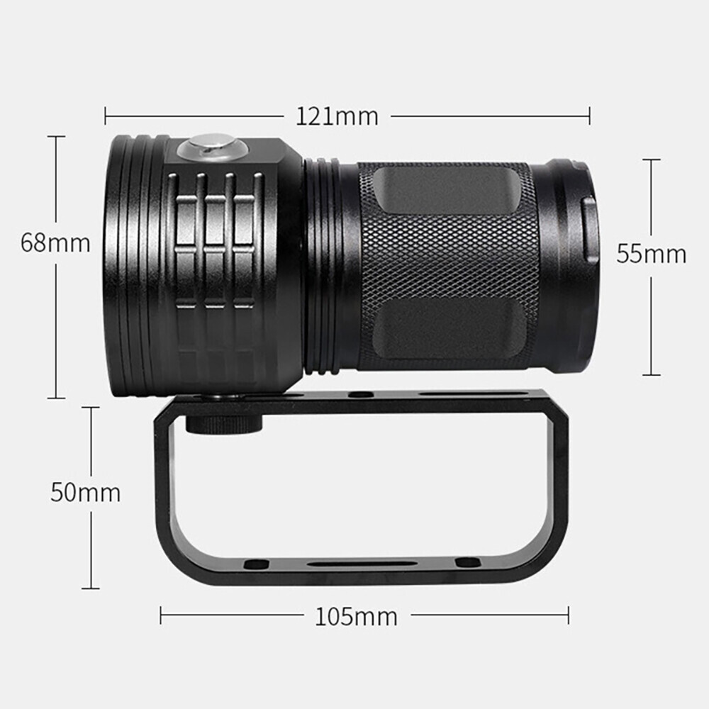 25000Lumen LED Scuba Diving Flashlight 500M Underwater Video Photography Light