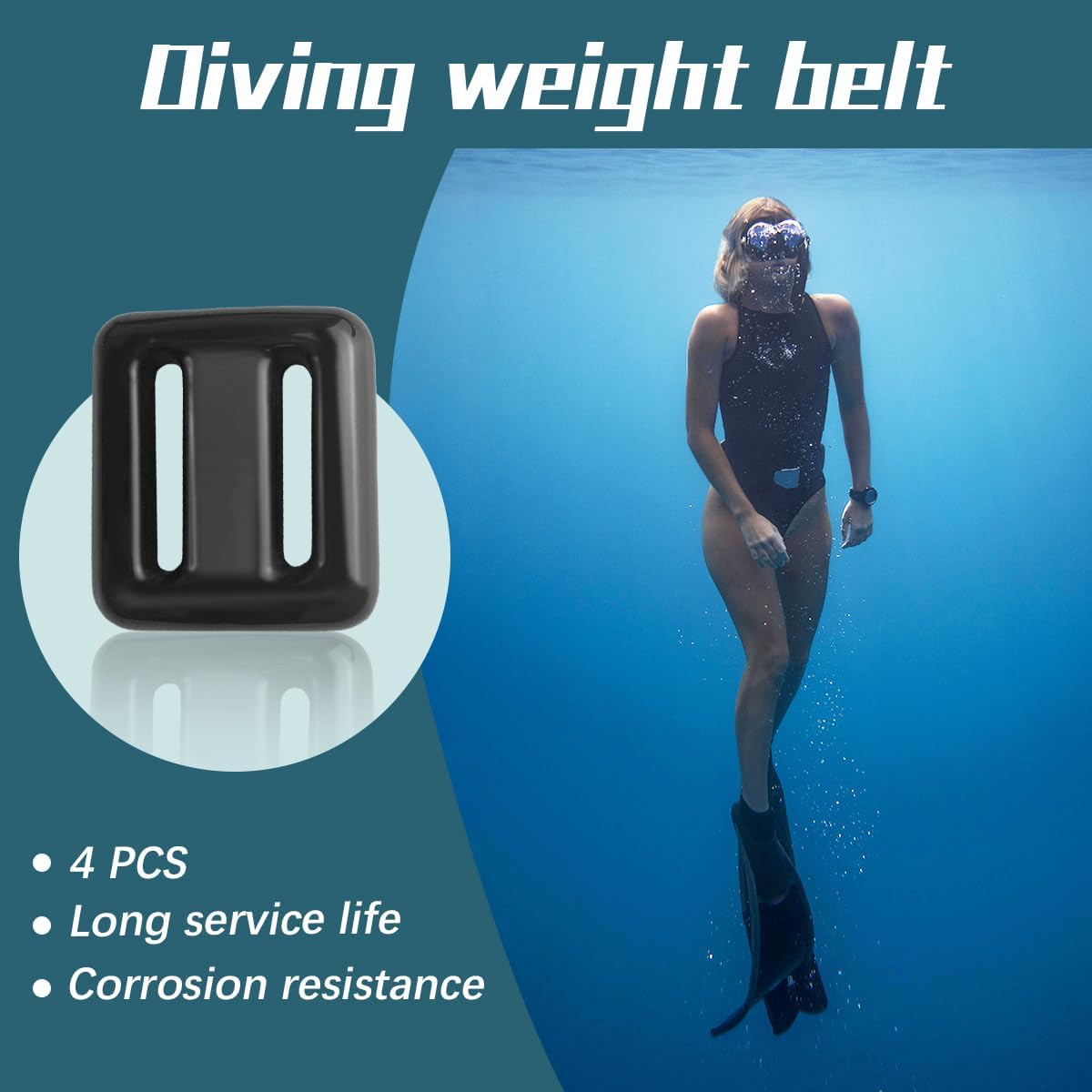4-Pack Scuba Diving Weight Belt with Metal Buckle and Coated Weights