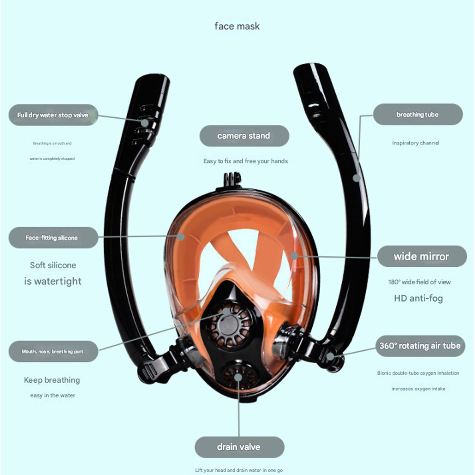 Scuba Diving Tank Set 1L Scuba Diving Tank Mini Diving Cylinder w/ Snorkel Masod