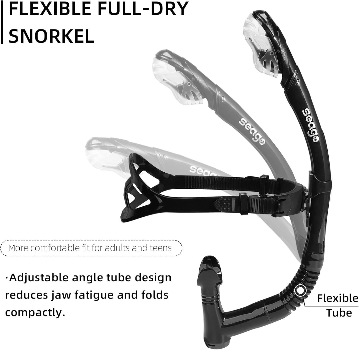 Seago Swim Snorkel for Lap Swimming, Dry Top Front Swimmer Snorkel for Adult …
