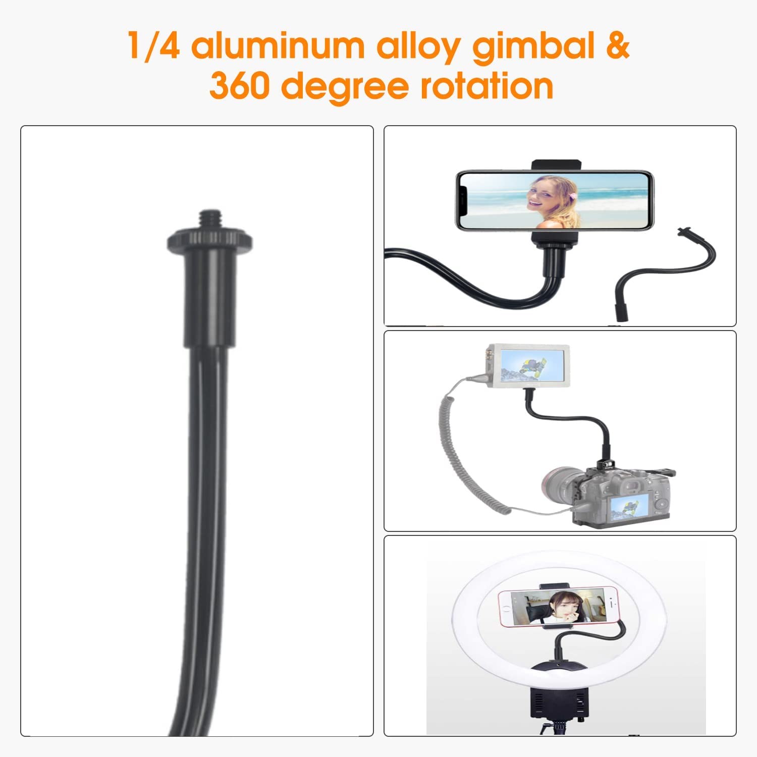 KAGYOKU Gooseneck Camera Mount 11 inch Arm 1/4 20 Threaded black