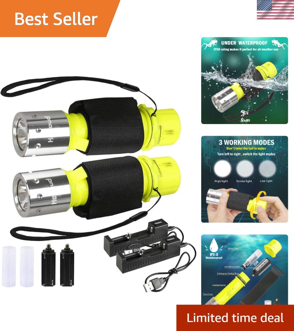 Diving Flashlight with Rechargeable Power Scuba Dive Light Waterproof Underwa…