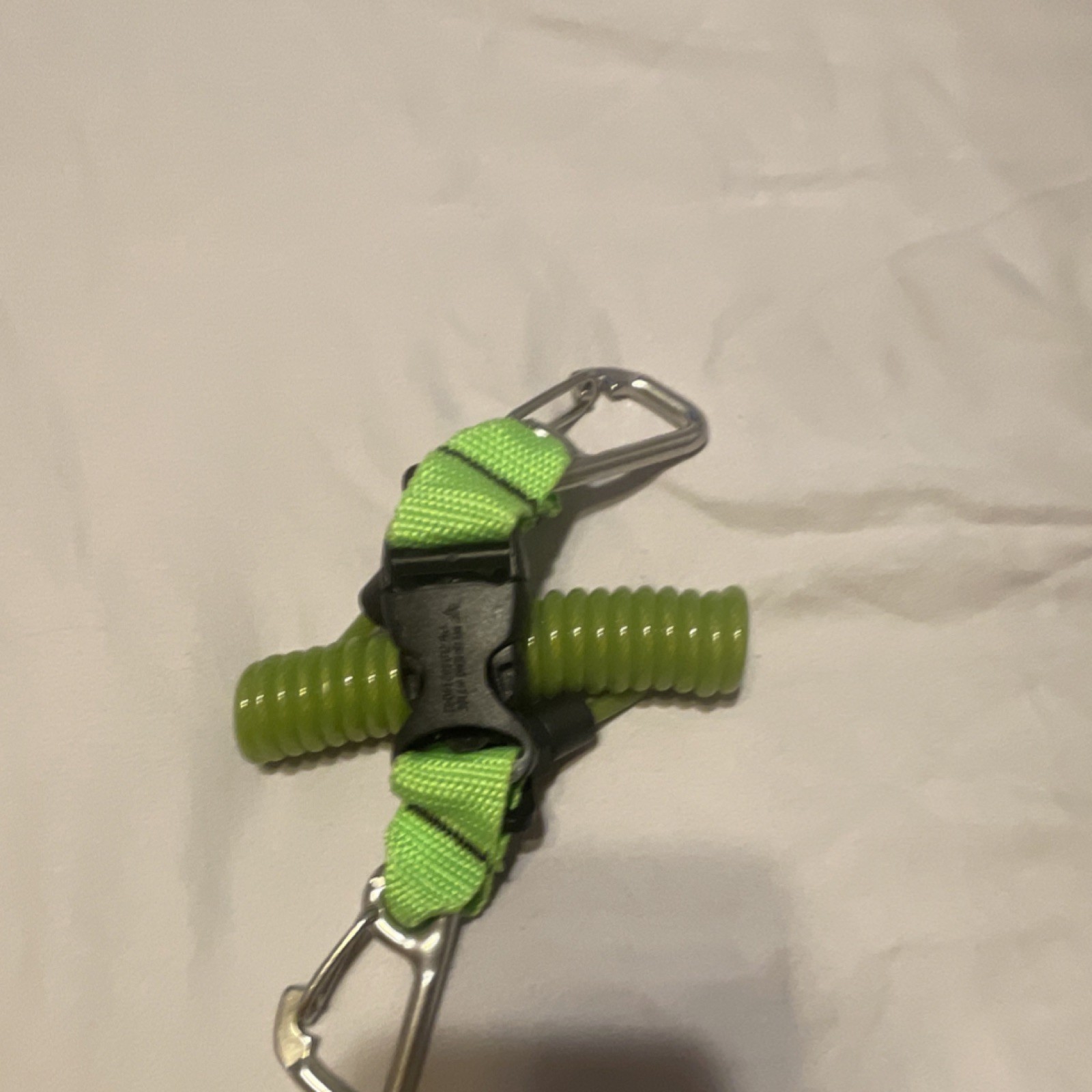 Green Coiled Scuba Diving Lanyard Tether with 2 Metal Carabiner Clips