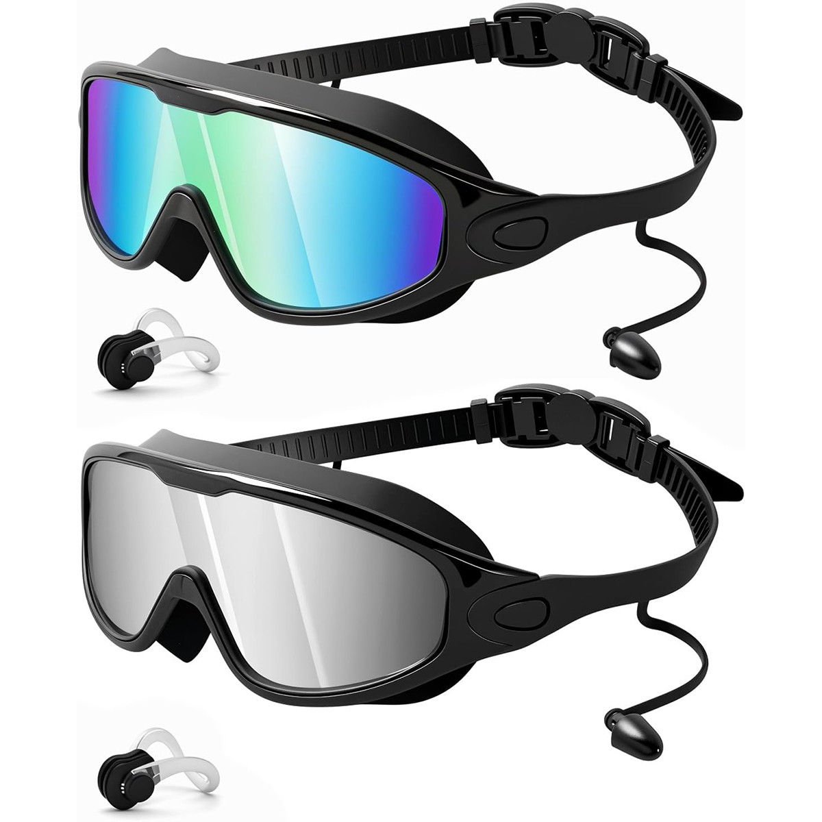 2 Pack Swim Goggles,Wide View Anti Fog&UV Swimming Goggles for Men Women