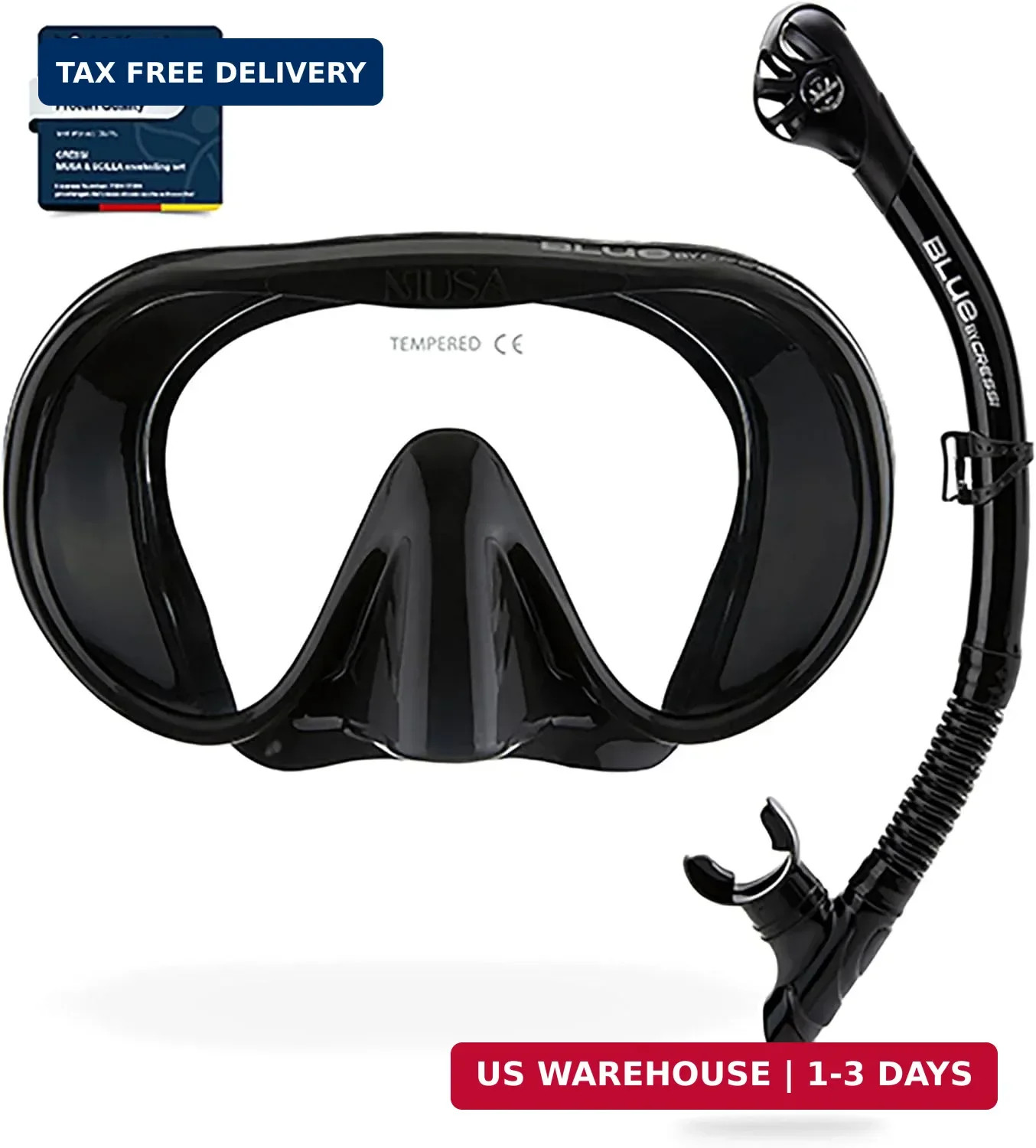 Cressi Adult Wide View Single Lens Comfortable Snorkeling Mask & Dry Snorkel – M