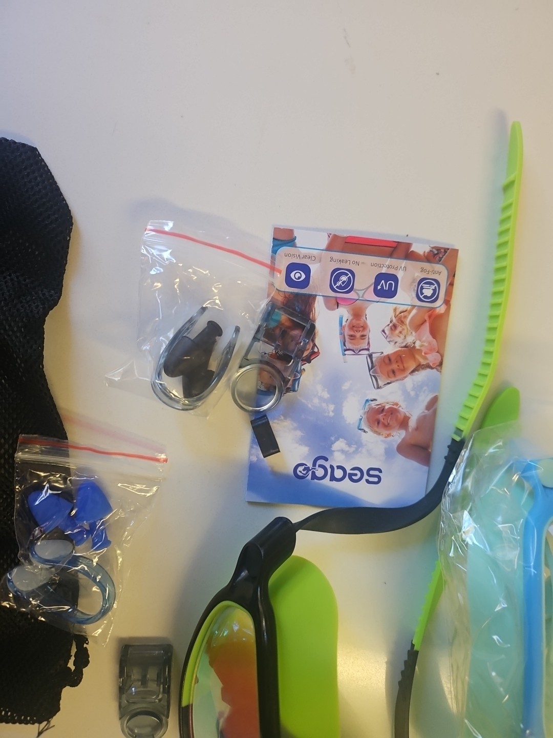 Seago Kids Diving Mask (2pcs)For Daily Swimming Light Blue & Green A28