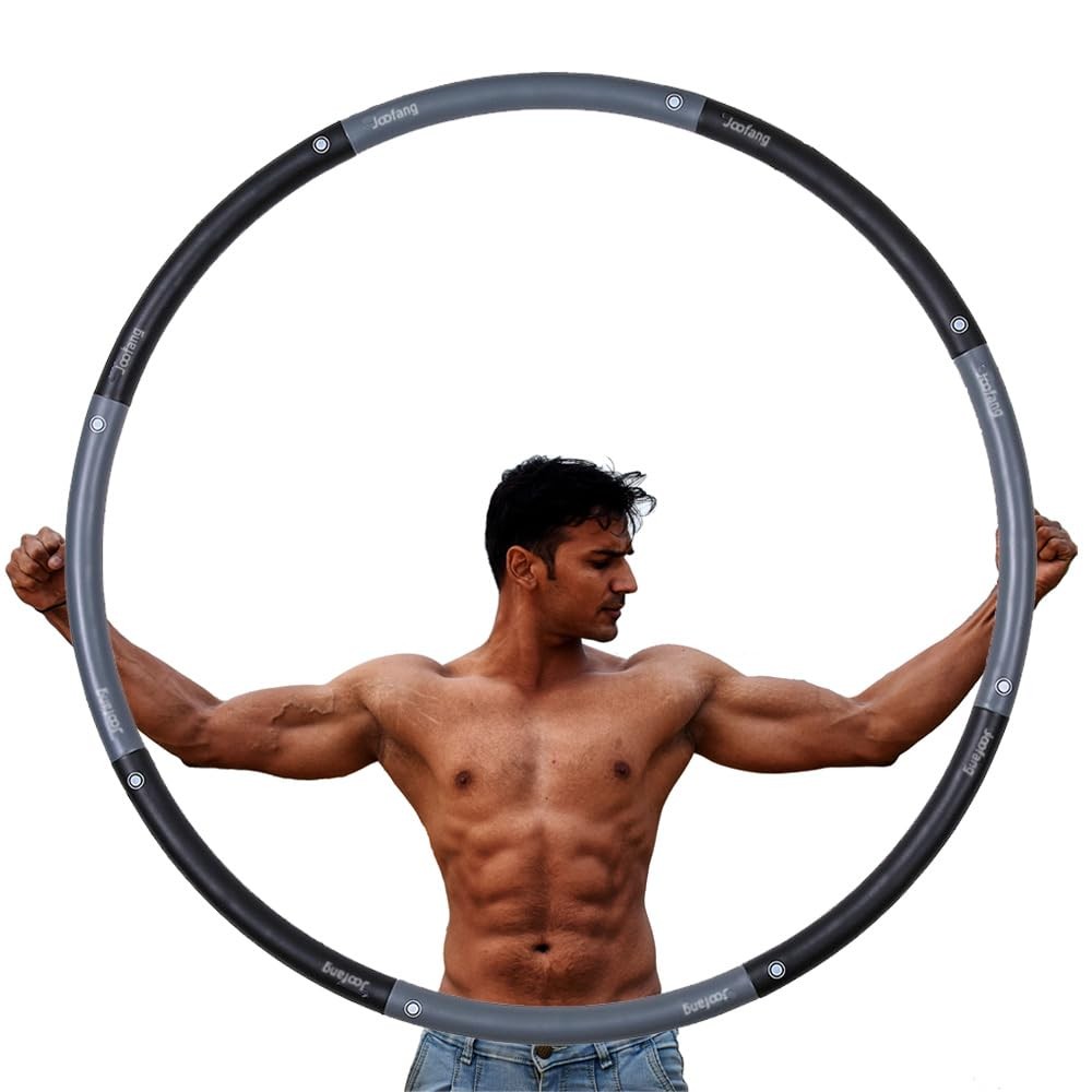 5lb Exercise Hoops for Adults, 40in Adjustable Hoola 40″, Black Gray