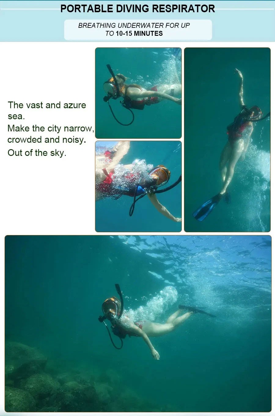 GOYOJO 1L Diving Scuba Tank Oxygen Tank Snorkeling Lung for Underwater with Mask