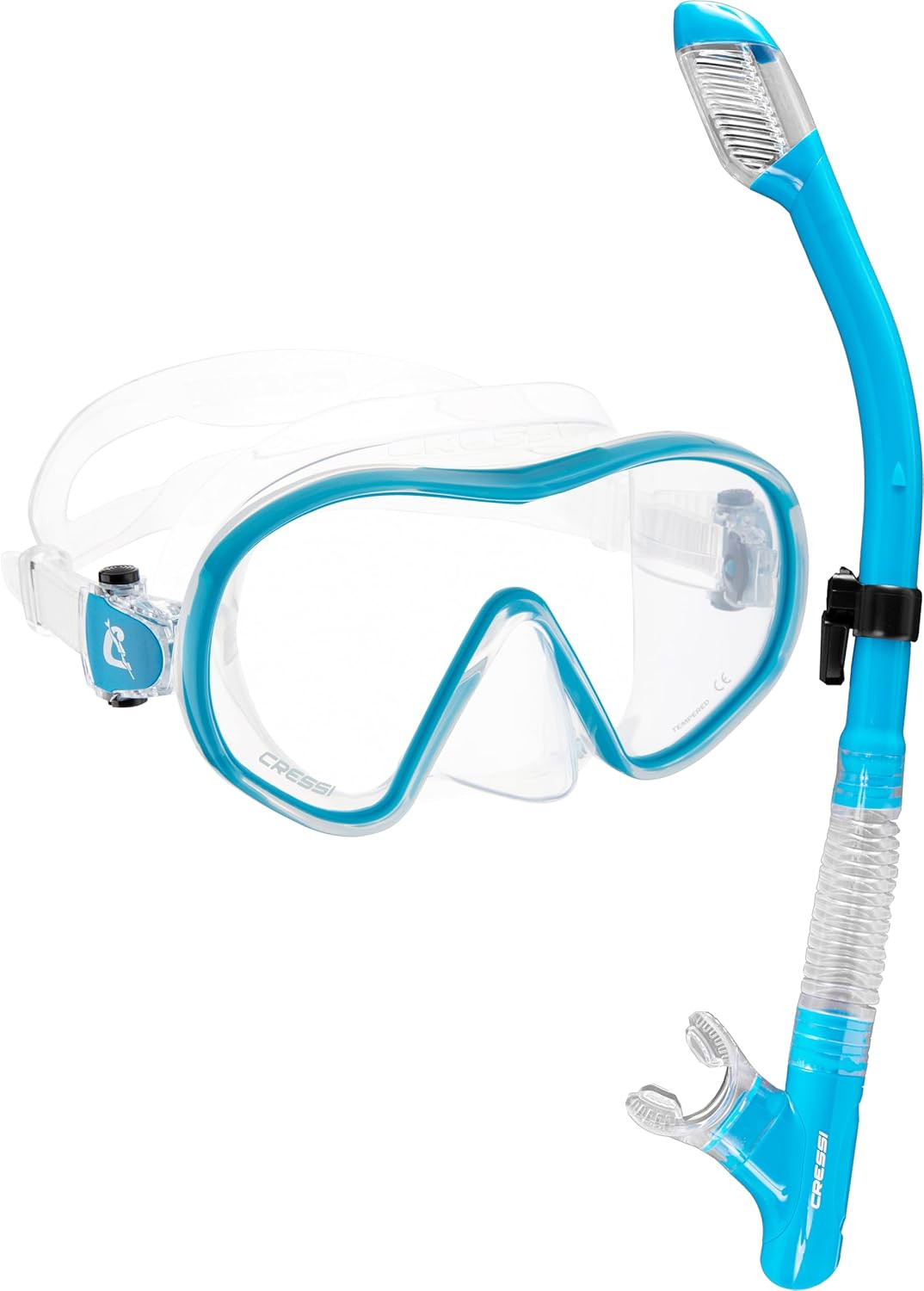 Single Lens Frameless Scuba Mask & Dry Snorkel for Snorkeling, Scuba Diving, F-D