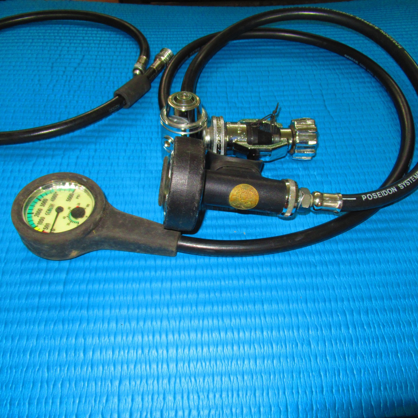 Vintage Poseidon 3960 1st Stage Scuba Diving Regulator with Cyklon 2nd Stage.