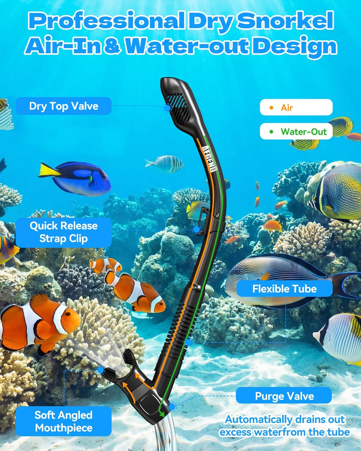 Aegend Snorkel Diving Mask For Adult Men Women Diving Goggles Anti-Fog Tempered