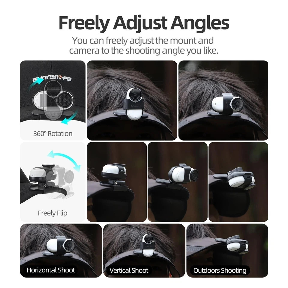 Sinyutia Baseball Hat Clip for Insta360 Go 3s, Vertical & Horizontal..