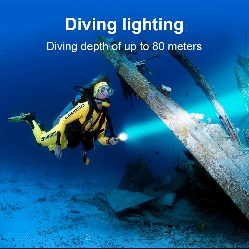 Diving Flashlight Torch P70 LED Scuba Light Lamp Underwater Waterproof Max 80m