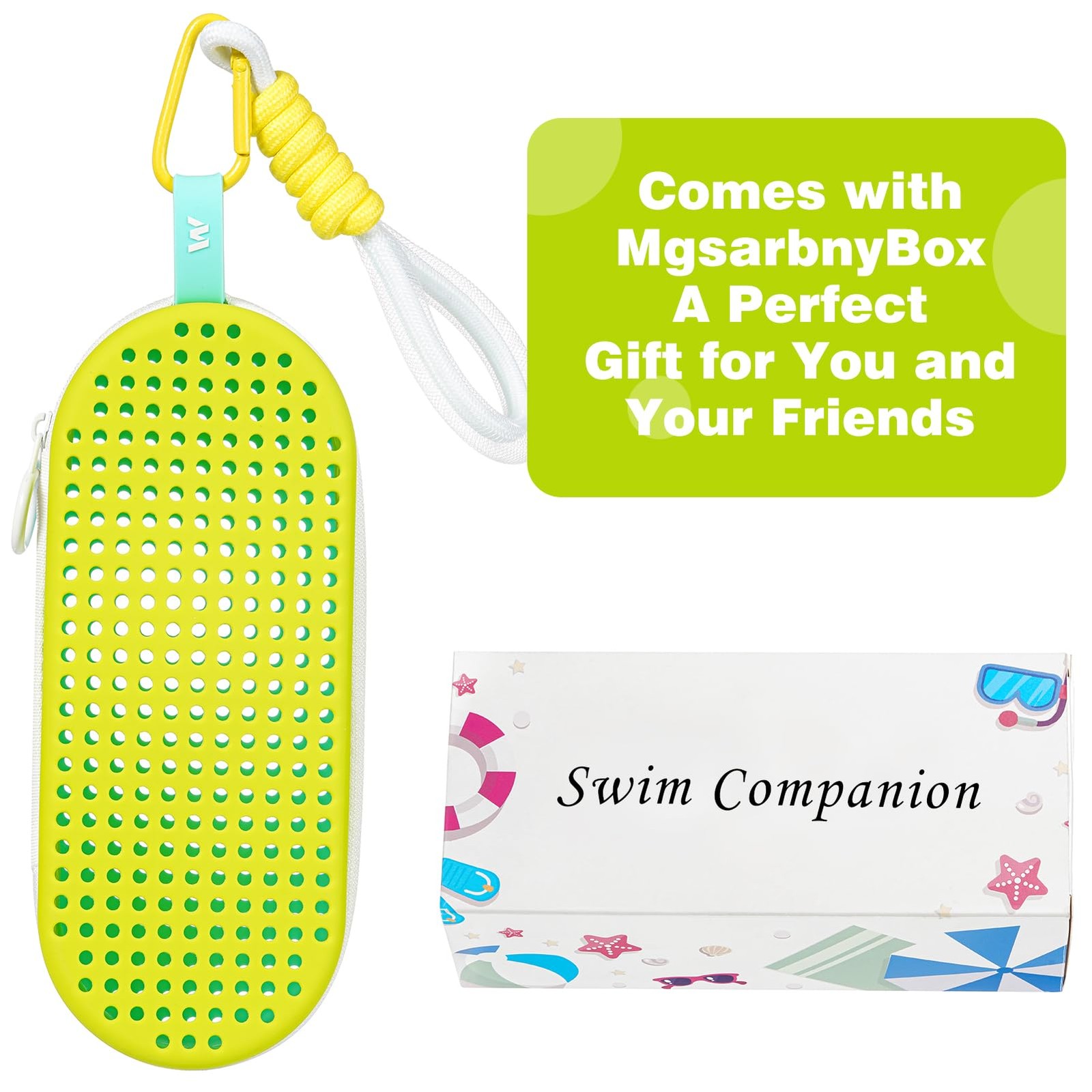 MSNATURALLY Swim Goggle Case For Swimming Goggles, Mothers Day Green and Blue
