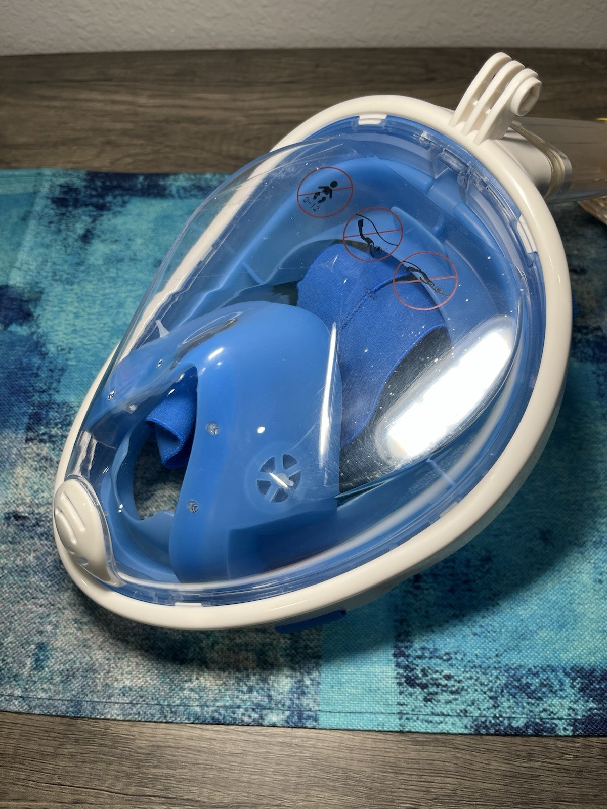 Full Face Free Breath Anti-Fog Snorkeling Dive Mask M2068G L/XL Blue — Lot of 2