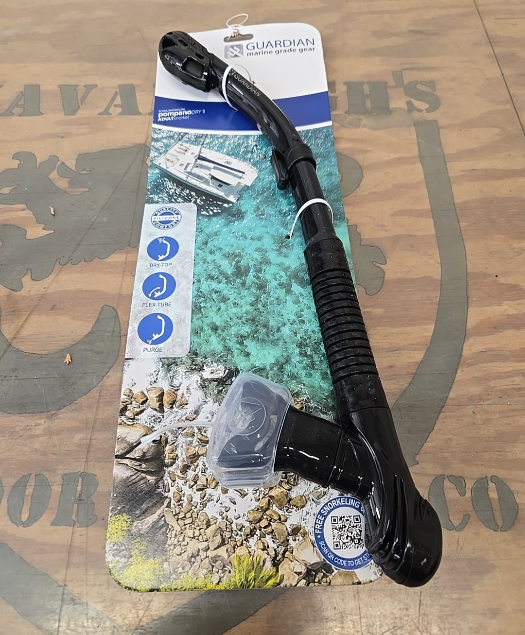 Salty Guardian Pompano II Splash Adult Semi-Dry Top Swim Snorkel BLACK
