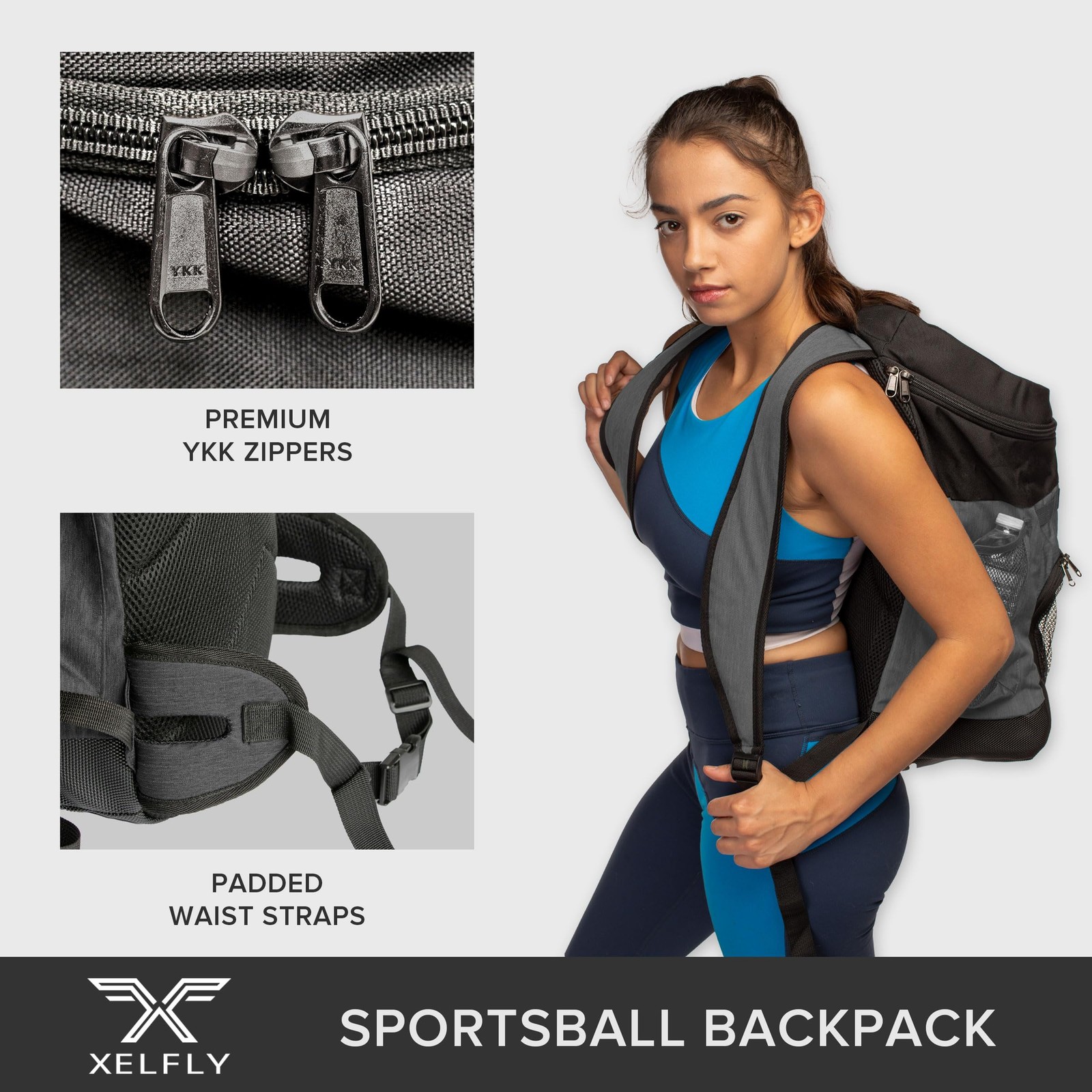 Xelfly 25L Basketball Backpack with Ball Compartment – For One Size, Black