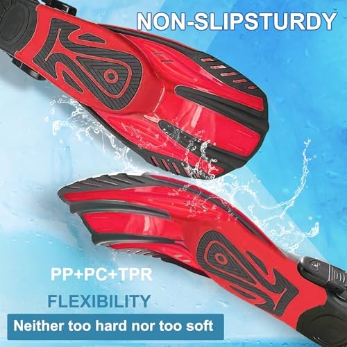 Snorkeling Gear for Adults,Mask Fins Snorkel Set,Panoramic Small-Medium Red