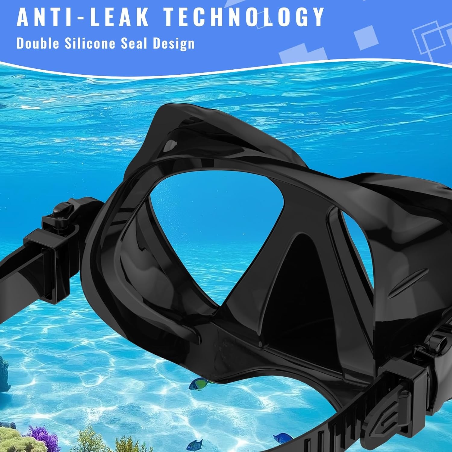 Snorkeling Gear for Adults, Snorkel Set Scuba Diving mask Dry-Top, Adult Swimmin