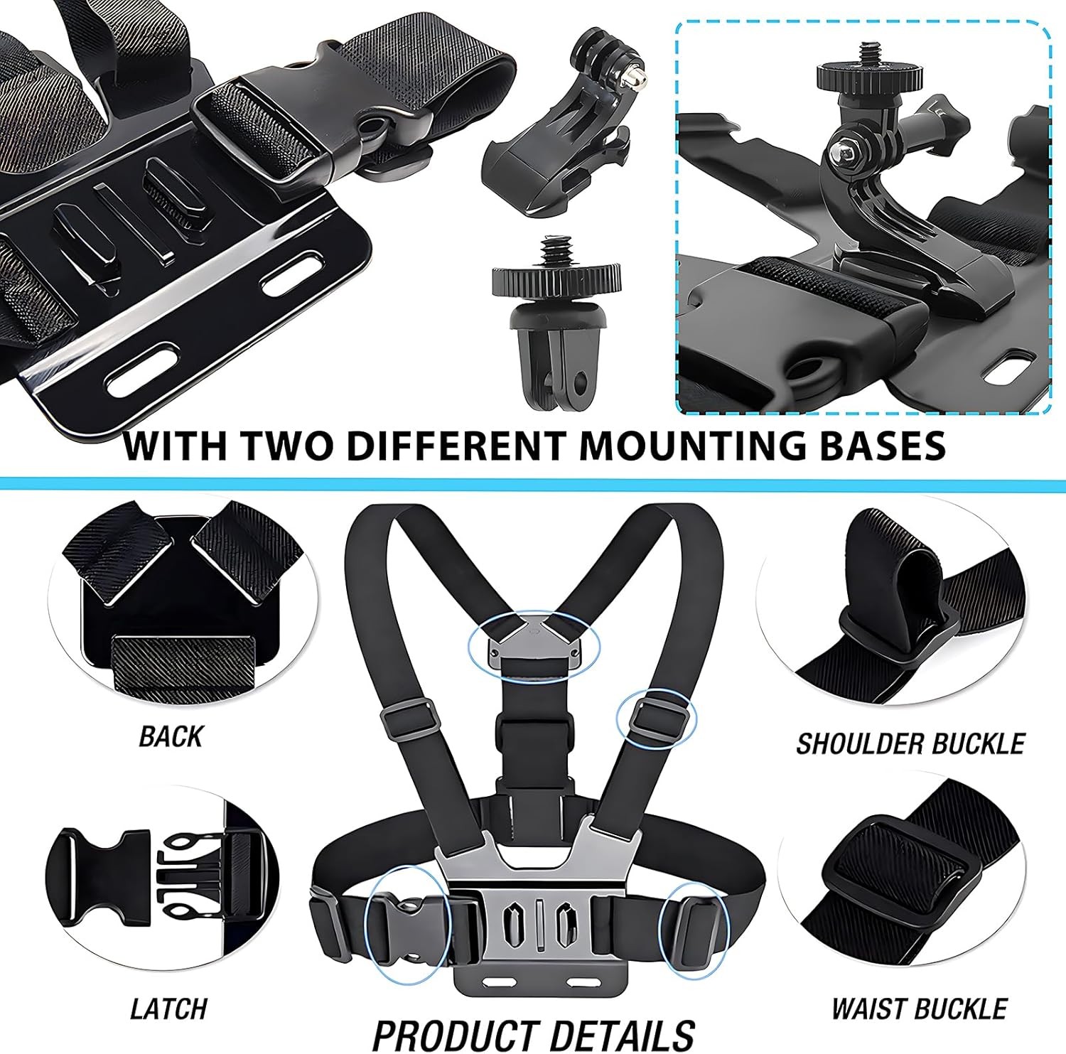 Adjustable Chest Mount Harness for Insta360 X5 X4 X3 X2 X ACE Pro ONE RS R GO 2