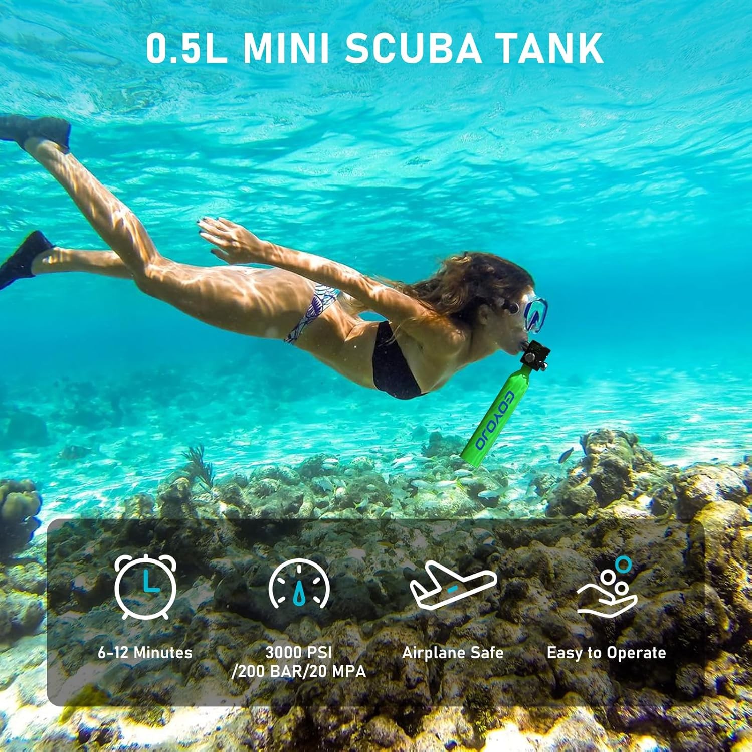 GOYOJO 0.5L Mini Scuba Tank with Pump 3000 PSI Portable Diving Lung Tank Kit