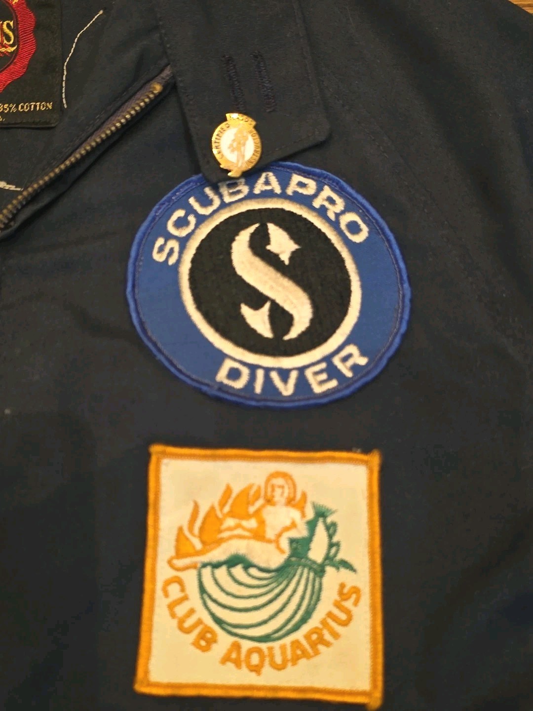 VTG Men Jacket M Scuba Cave Night Skin Diving Ship Wreck Patches Red Cross NASDS