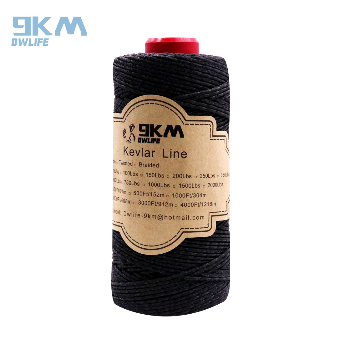 750lb Heavy Duty Black Speargun Braid Line Made with Kevlar Conventional Wrap